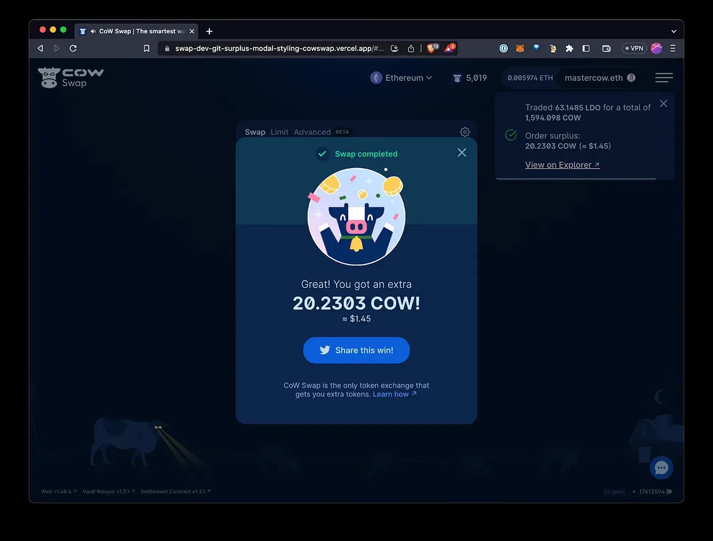 Cover image for article: Announcing CoW Swap Surplus Notifications